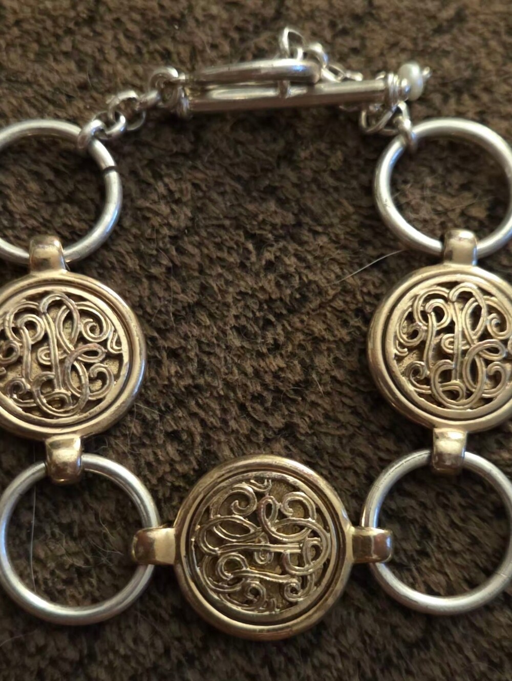 Monet Two-tone Filigree Medallion Link Bracelet